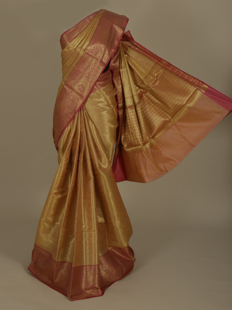 

Pothys Peach-Coloured Woven Design Jute Silk Saree