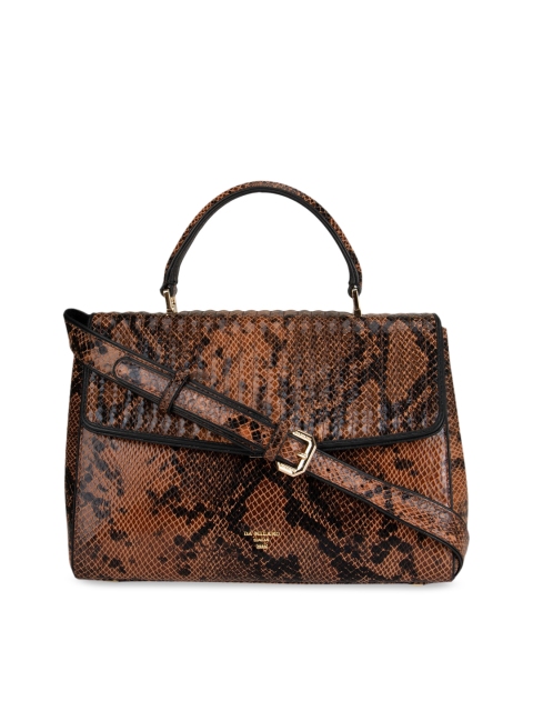 

Da Milano Brown & Black Textured Satchel Bag