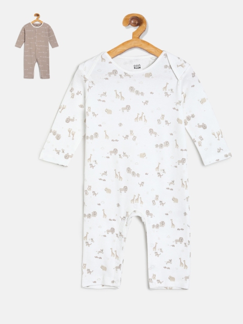

MINI KLUB Infant Boys Pack Of 2 Printed Rompers, White