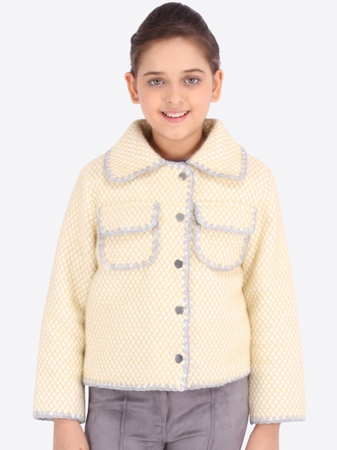 

CUTECUMBER Girls Yellow Self Design Acrylic Winter Coat