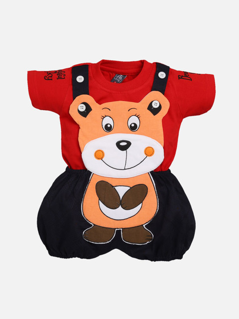 

Jaybee Infant Boys Red & Black Applique Dungarees with T-shirt