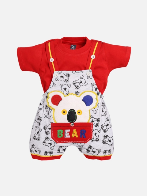 

Jaybee Infant Boys Red & White Appliqued Rompers With T-Shirt