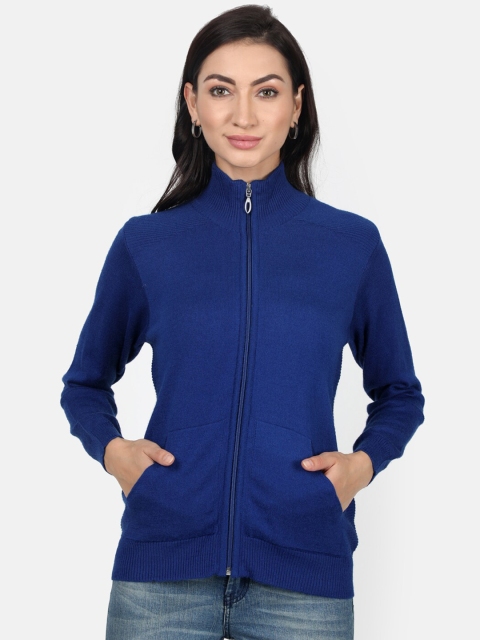 

Monte Carlo Women Blue Solid Cardigan Sweater