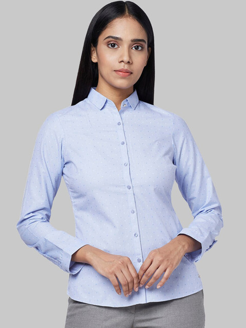

Park Avenue Woman Women Blue Regular Fit Checked Casual Shirt