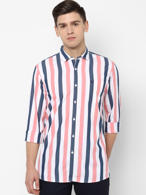 

Solly Jeans Co. Men Off-White & Pink Regular Fit Striped Casual Shirt