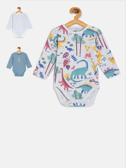 

MINI KLUB Infant Boys Pack of 3 Printed Cotton Bodysuits, Teal