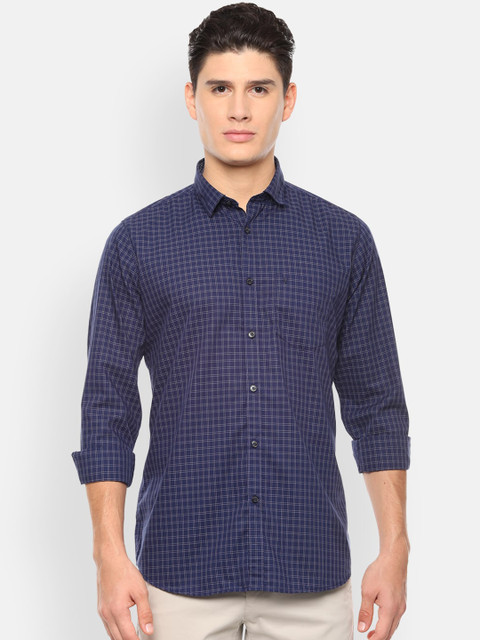 

Van Heusen Sport Men Navy Blue & White Slim Fit Checked Casual Shirt