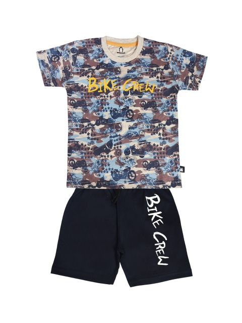 

CRAZYPENGUIN Boys Blue Printed Clothing Set
