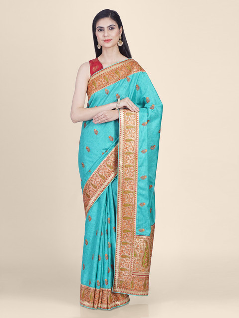 

Hastakala Blue & Brown Silk Blend Woven Design Saree