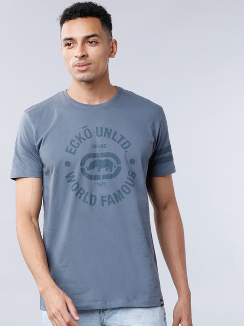 

Ecko Unltd Men Blue Printed Round Neck T-shirt