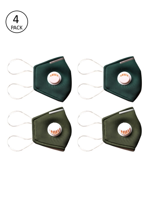 

Bellofox Unisex Green Pack of 4 3-Ply Reusable Valved Cloth Masks
