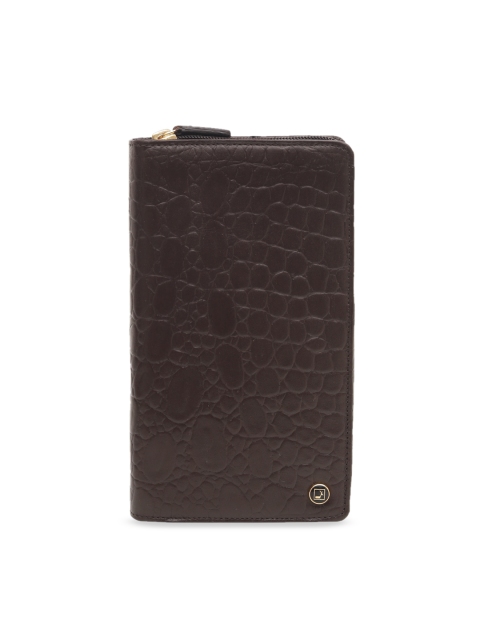 

Da Milano Men Brown Textured Leather Zip Around Wallet