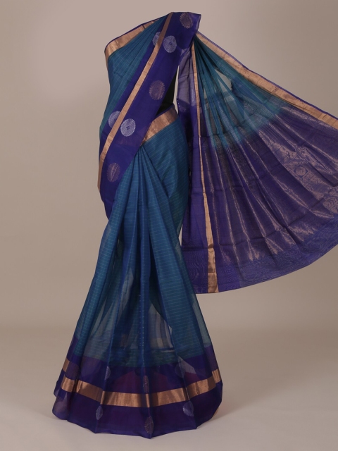 

Pothys Blue Striped Silk Cotton Saree