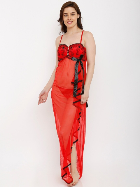 

Heart 2 Heart Red & Black Embroidered Lace Baby Doll
