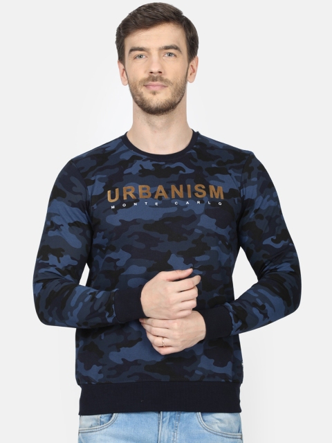 

Monte Carlo Men Blue & Black Camouflage Printed Sweatshirt