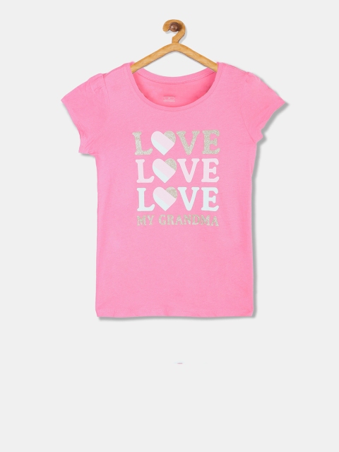 

The Childrens Place Girls Pink Printed Round Neck T-shirt