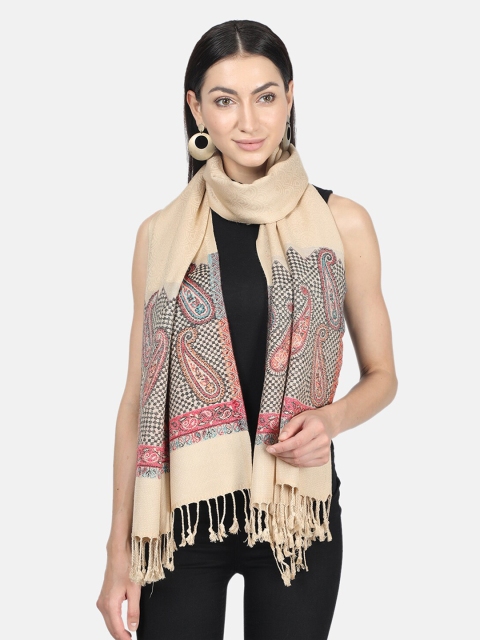 

Monte Carlo Women Beige & Grey Woven-Design Stole