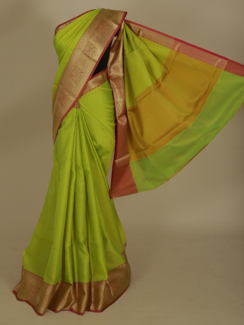 

Pothys Green Solid Jute Silk Saree