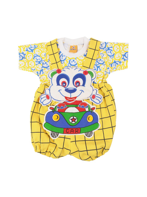 

Jaybee Infant Boys Yellow Appliqued Cotton Romper with T-shirt