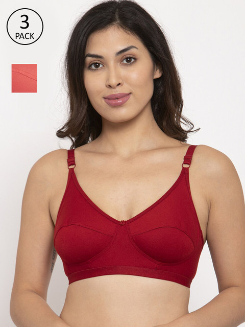 

Innocence Pack Of 2 Solid Non-Padded & Non-Wired Everyday Bra BBAPLIN90577, Maroon