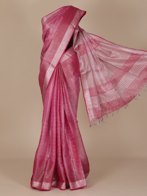 

Pothys Pink Solid Pure Linen Saree
