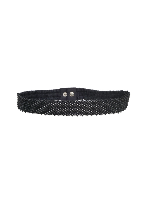 

Diwaah Women Black & Silver-Toned Textured Belt