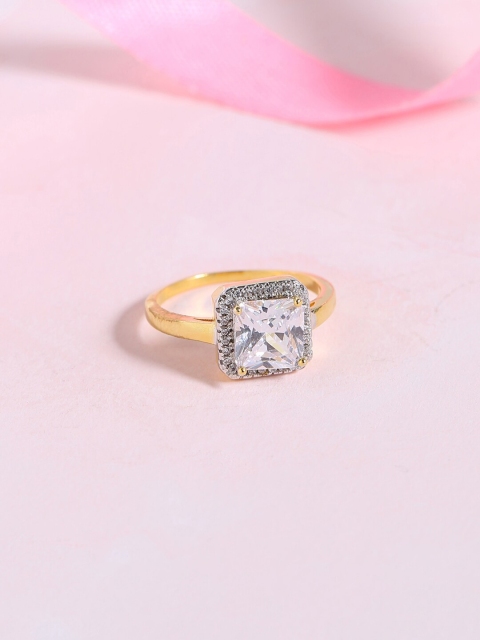 

Voylla Gold-Plated White CZ Studded Finger Ring