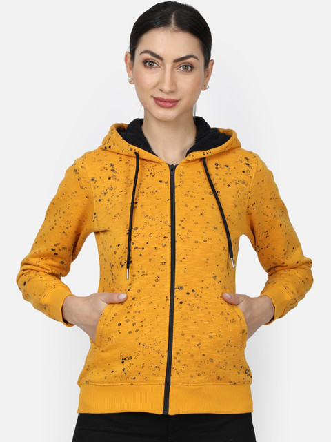 

Monte Carlo Women Yellow Printed Hooded Sweatshirt