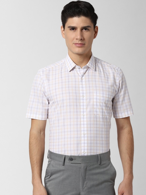 

Peter England Men White & Blue Regular Fit Checked Formal Shirt