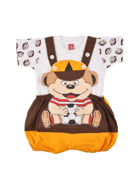 

Jaybee Boys Brown & Yellow Appliqued Dungarees With T-shirt