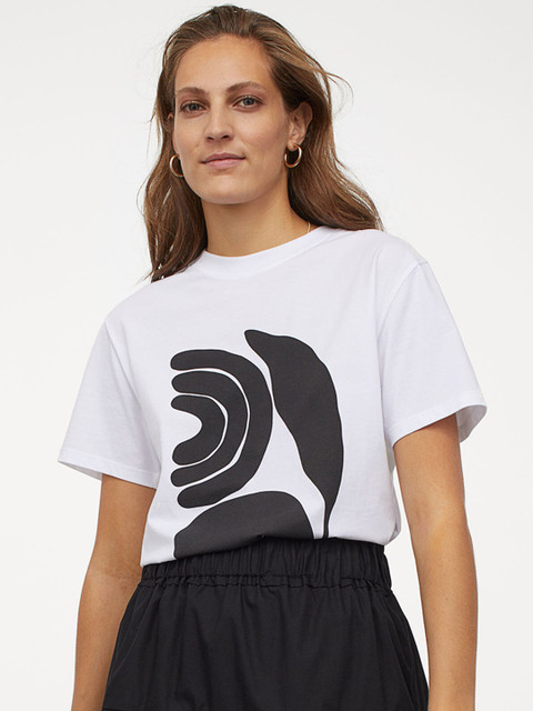 

H&M Women Black Solid Flared cotton Skirt