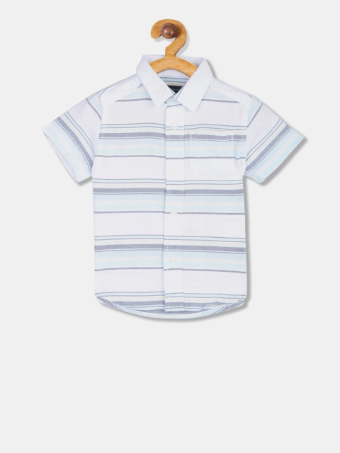 

The Childrens Place Boys Blue & White Regular Fit Striped Casual Shirt