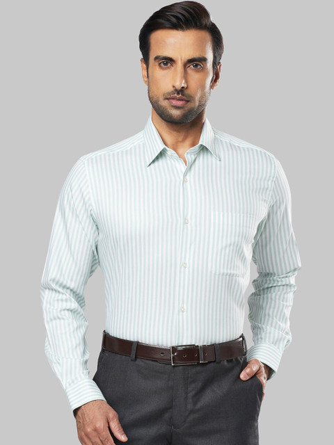 

Raymond Men Green Regular Fit Striped Formal Shirt