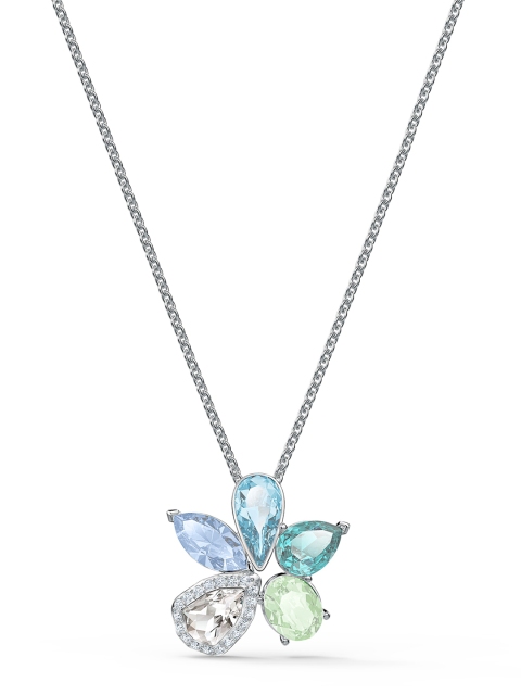 

SWAROVSKI Rhodium-Plated Blue & Green Chain With Pendant, Silver