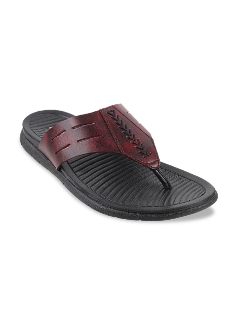 

Mochi Men Maroon & Black Leather Comfort Sandals