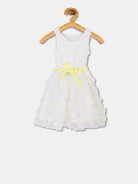 

The Childrens Place Girls White Self Design Fit and Flare Dress