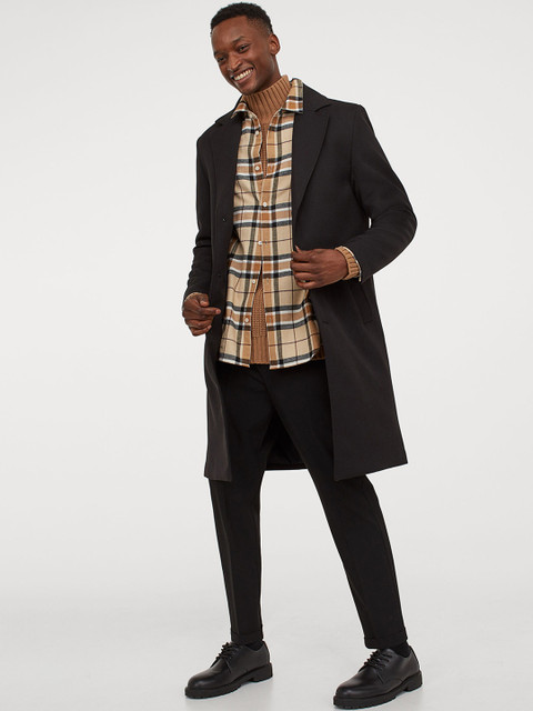 

H&M Men Black Twill Coat