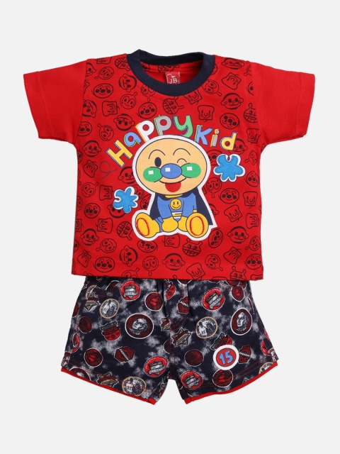

Jaybee Infant Boys Red & Black Printed T-shirt with Shorts