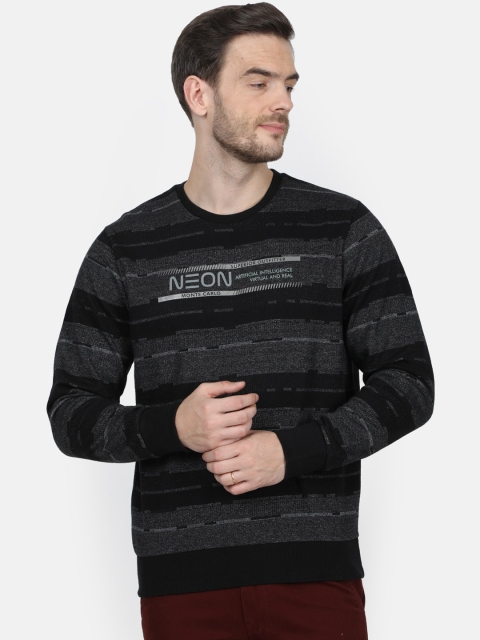 

Monte Carlo Men Black & Grey Striped Sweatshirt
