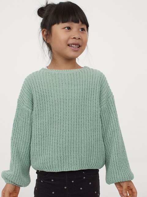 

H&M Girls Green Knitted Chenille Jumper