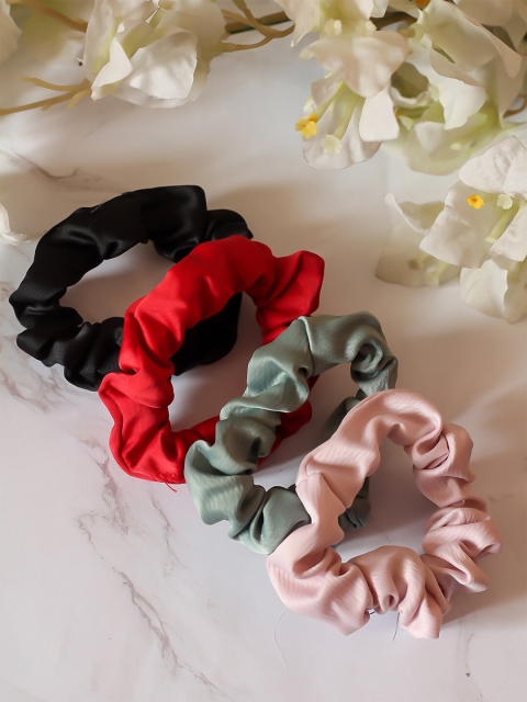 

Bellofox Women Set Of 4 Multicoloured Solid Ponytail Holders, Black