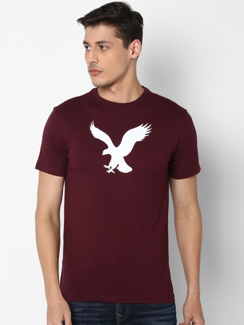 AMERICAN EAGLE OUTFITTERS Men Burgundy Printed Round Neck T-shirt