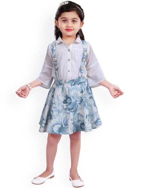 

Wish Karo Girls Blue Printed Fit and Flare Dress