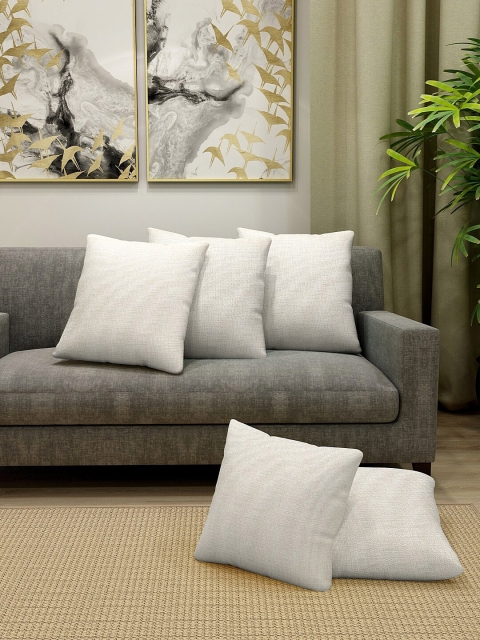 

KLOTTHE Set Of 5 Cream-Colour Solid Square Sustainable Cushion Covers