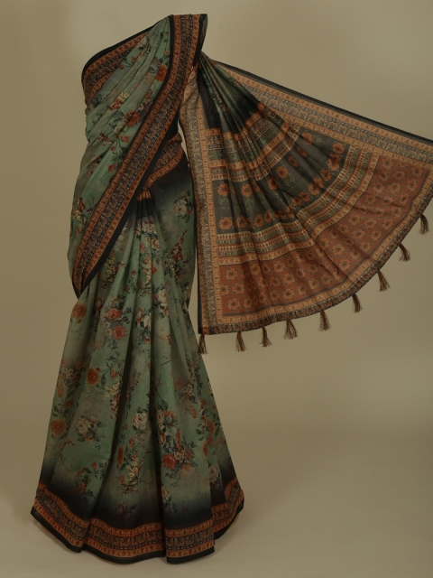 

Pothys Green Printed Cotton Blend Saree