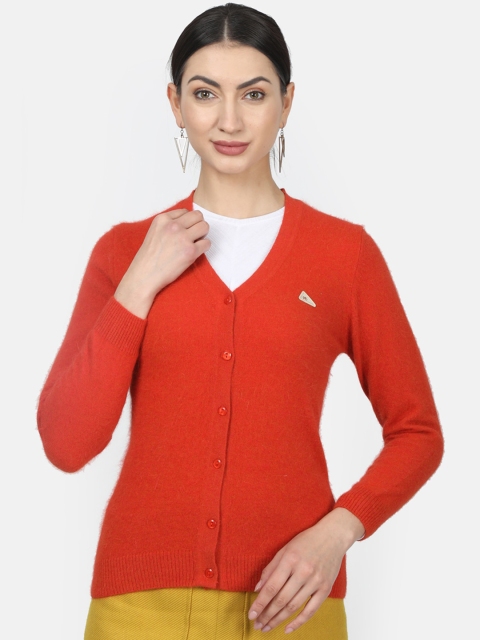 

Monte Carlo Women Orange Solid Cardigan Sweater