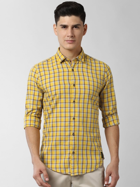 

Peter England Casuals Men Yellow & Black Slim Fit Checked Casual Shirt