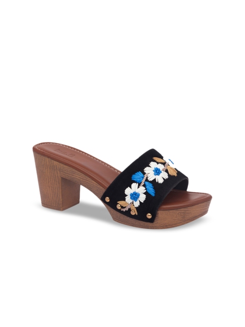 

Inc 5 Women Black & Blue Woven Design Block Heels