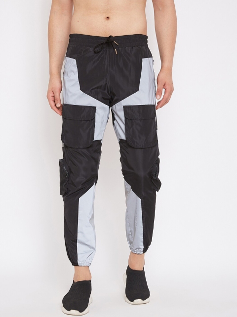 

FUGAZEE Men Black & Grey Colourblocked Lightweight Cargo Joggers