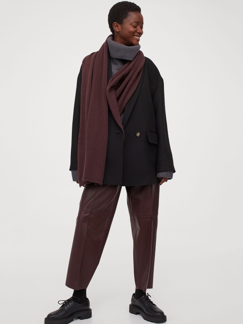 

H&M Women Burgundy Solid Cashmere Scarf